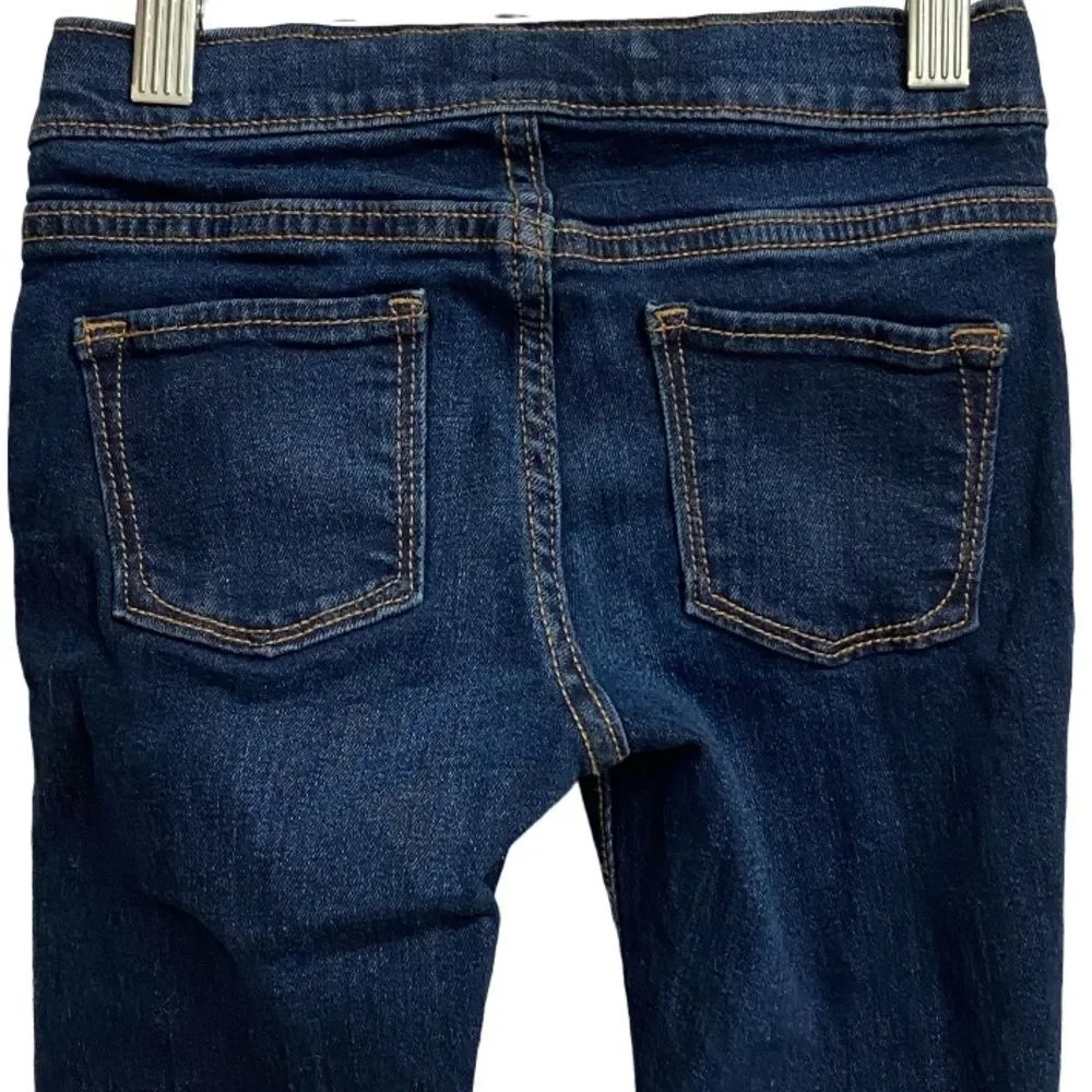 Old Navy Kids Pull-On Skinny Jeans Size S (6-7) Adjustable Waist Dark Wash Denim